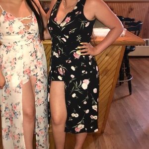 Black Floral High-Low Romper